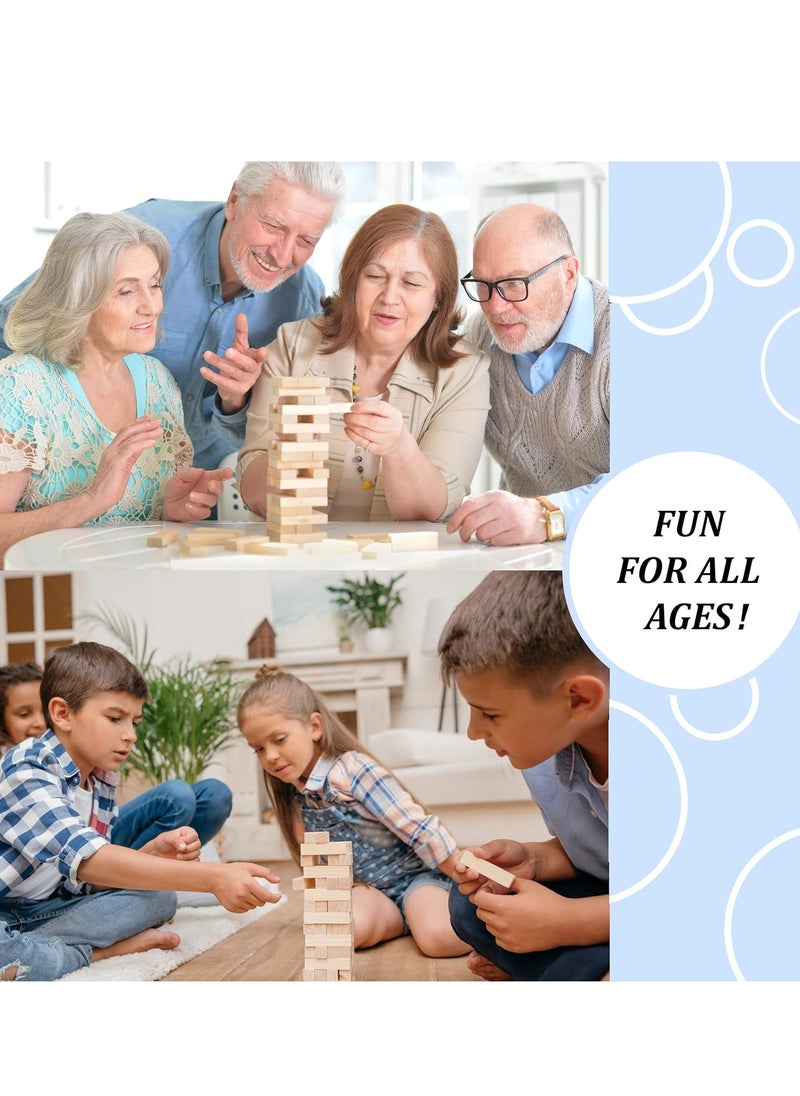 MUMS PLANET Stack High Game, Classic Wooden Parquet Tower Building, Numbered, for Kids, Played by 2 or More Players, 54 Pieces, for Adults - Wooden Blocks - Group Games - Games for Friends and Family Gatherings  - Image 4