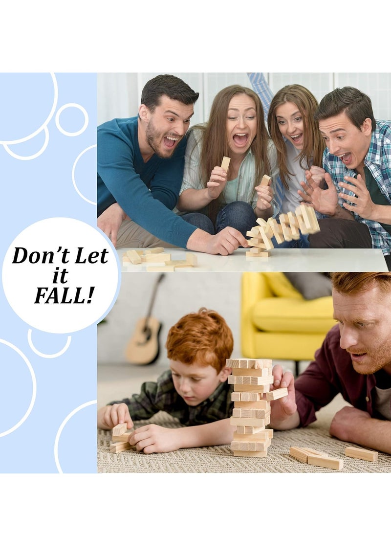 MUMS PLANET Stack High Game, Classic Wooden Parquet Tower Building, Numbered, for Kids, Played by 2 or More Players, 54 Pieces, for Adults - Wooden Blocks - Group Games - Games for Friends and Family Gatherings  - Image 3