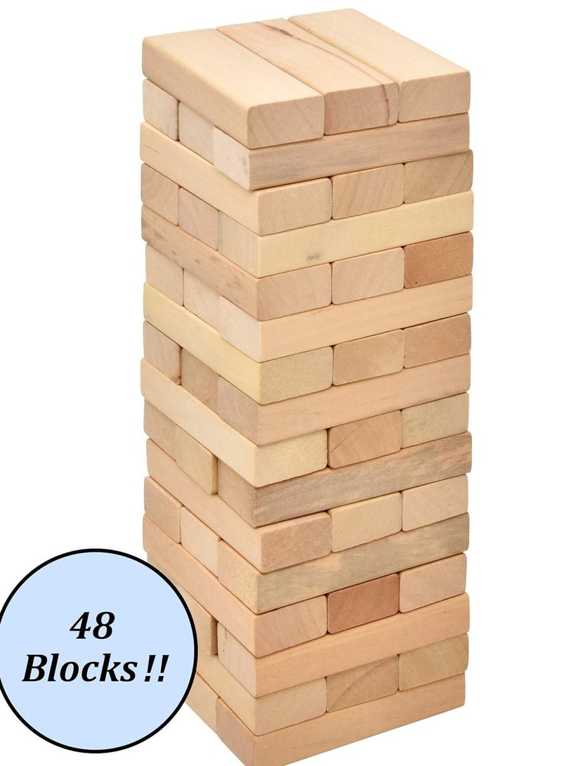 Rwnq Stack High Game, Classic Wooden Parquet Tower Building, Numbered, for Kids, Played by 2 or More Players, 48 Pieces, for Adults - Wooden Blocks - Group Games - Games for Friends and Family Gatherings- Adult Games-Board games  - Image 4
