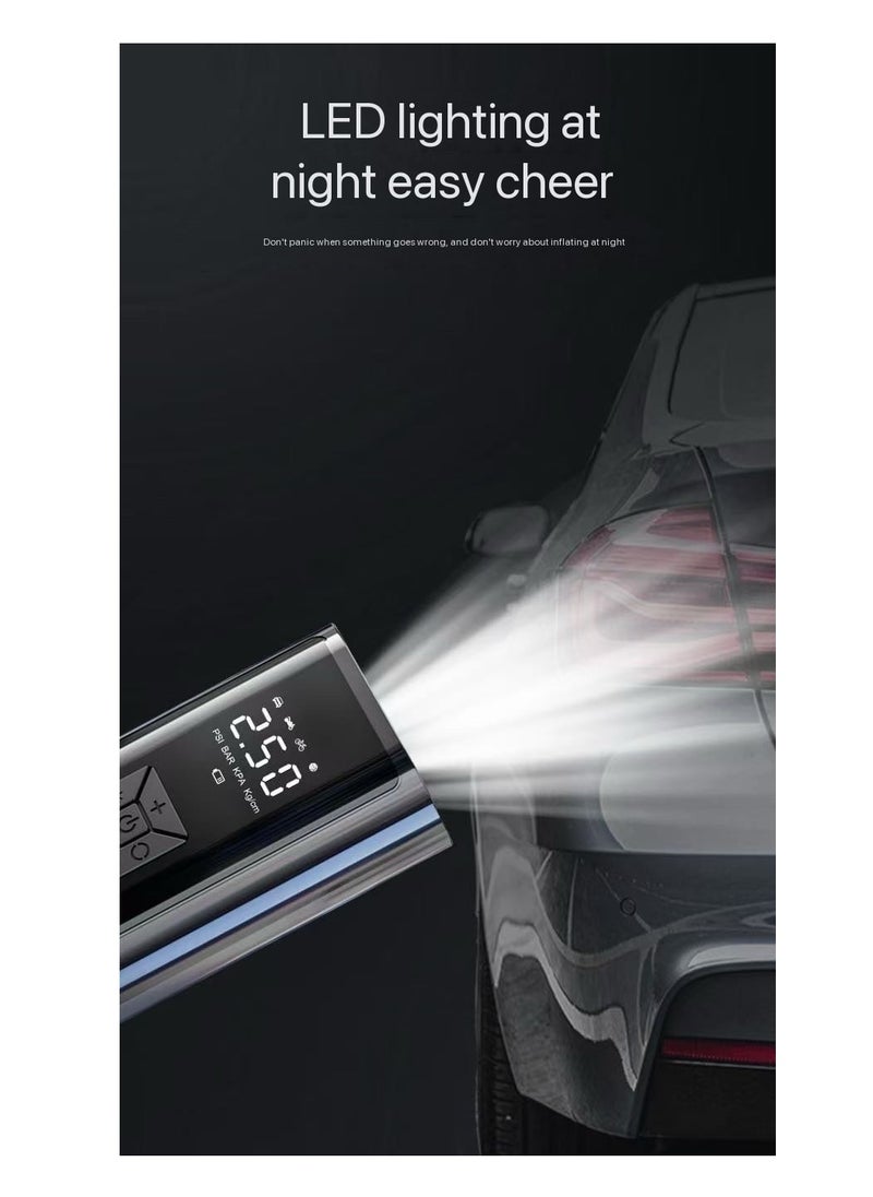 او تو او منفاخ إطارات محمول بشاشة رقمية - ضاغط هواء كهربائي قابل لإعادة الشحن عبر USB مع ضوء LED، 150 رطل لكل بوصة مربعة، للسيارة والدراجة النارية والدراجة النارية والكرات، وبطارية ليثيوم بوليمر 6000 مللي أمبير/ساعة، ومنفذ USB من النوع C ووصلة USB  - Image 5