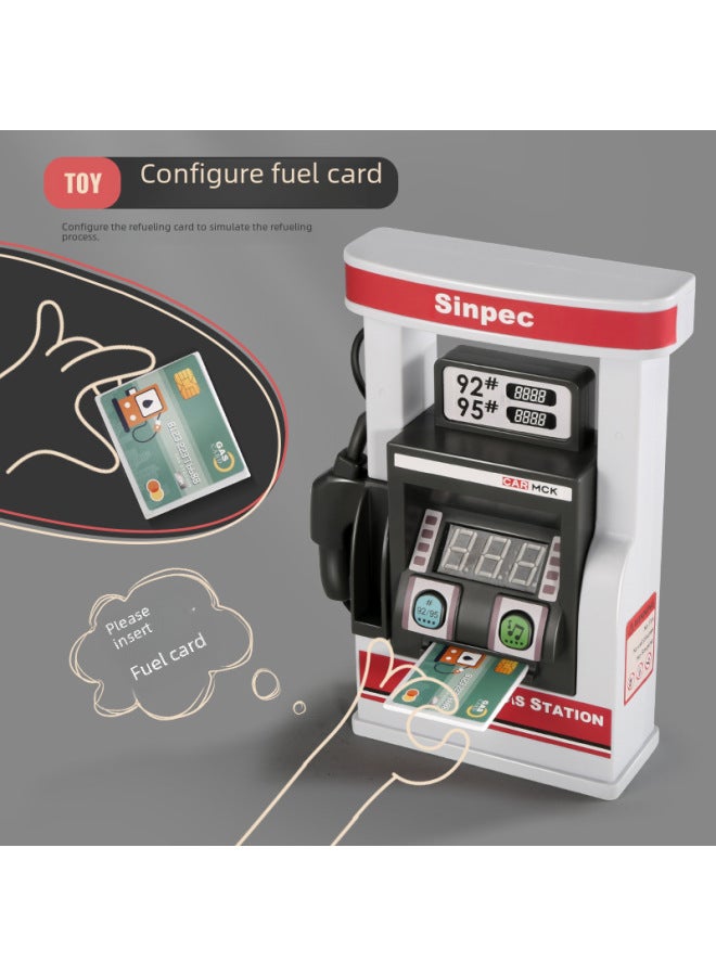 Children's Simulation Gas Station Toy Scene Play-house Model Huili Alloy Car Swipe Card Automatic Refueling Machine-Color:Gas Station + Alloy Off-road Police Car - Image 2
