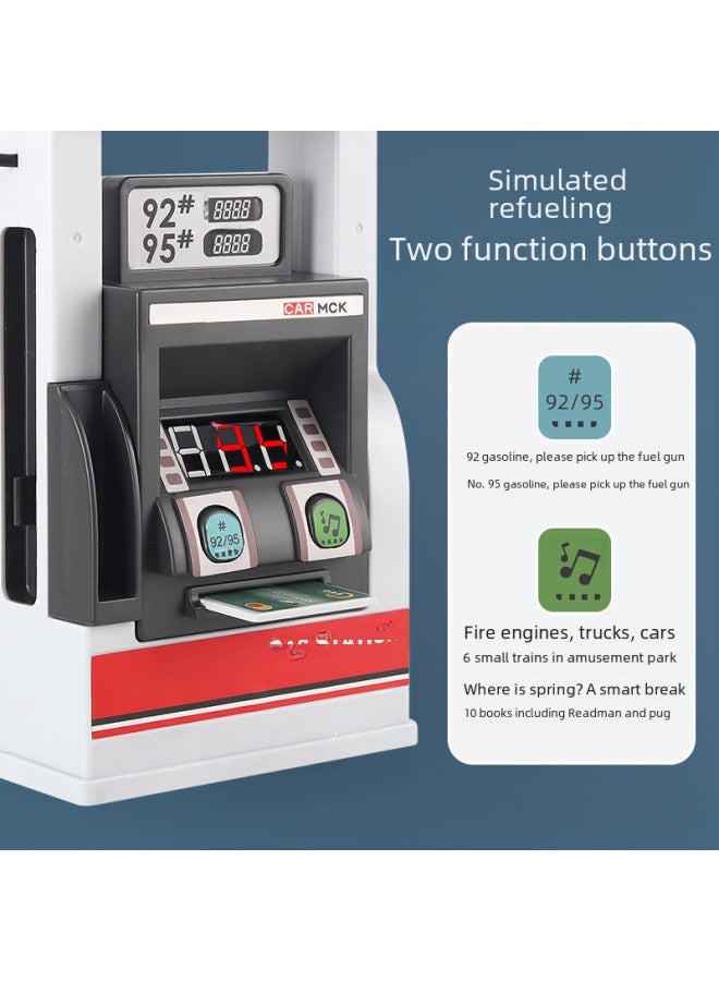 Children's Simulation Gas Station Toy Scene Play-house Model Huili Alloy Car Swipe Card Automatic Refueling Machine-Color:Gas Station + Alloy Off-road Police Car - Image 5