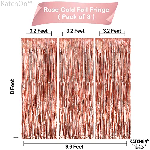 KatchOn Rose Gold Fringe Curtain XtraLarge 8x32 Feet Pack of 3 Rose Gold Backdrop for Bachelorette Party Decor Graduation Decorations 2025 Fringe Backdrop for Rosegold Birthday Decorations - Image 5