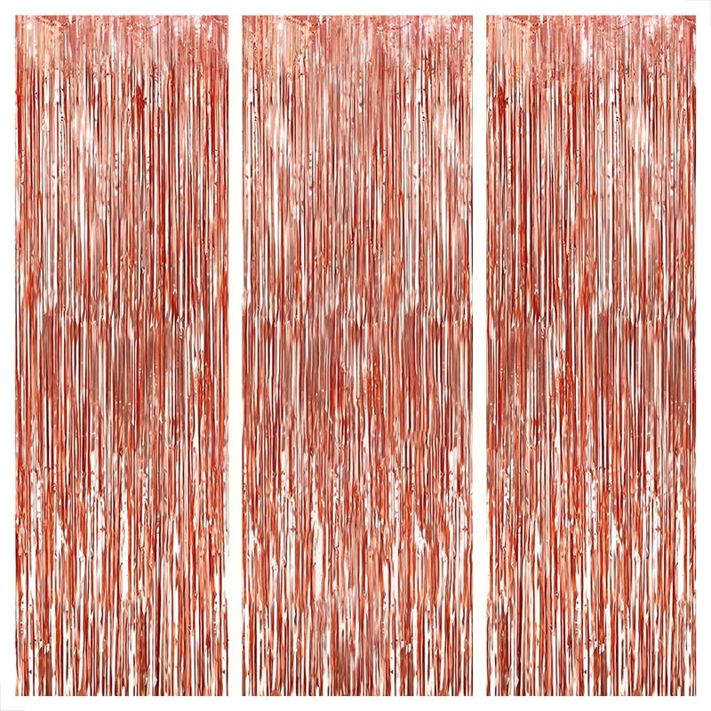 KatchOn Rose Gold Fringe Curtain XtraLarge 8x32 Feet Pack of 3 Rose Gold Backdrop for Bachelorette Party Decor Graduation Decorations 2025 Fringe Backdrop for Rosegold Birthday Decorations - Image 3