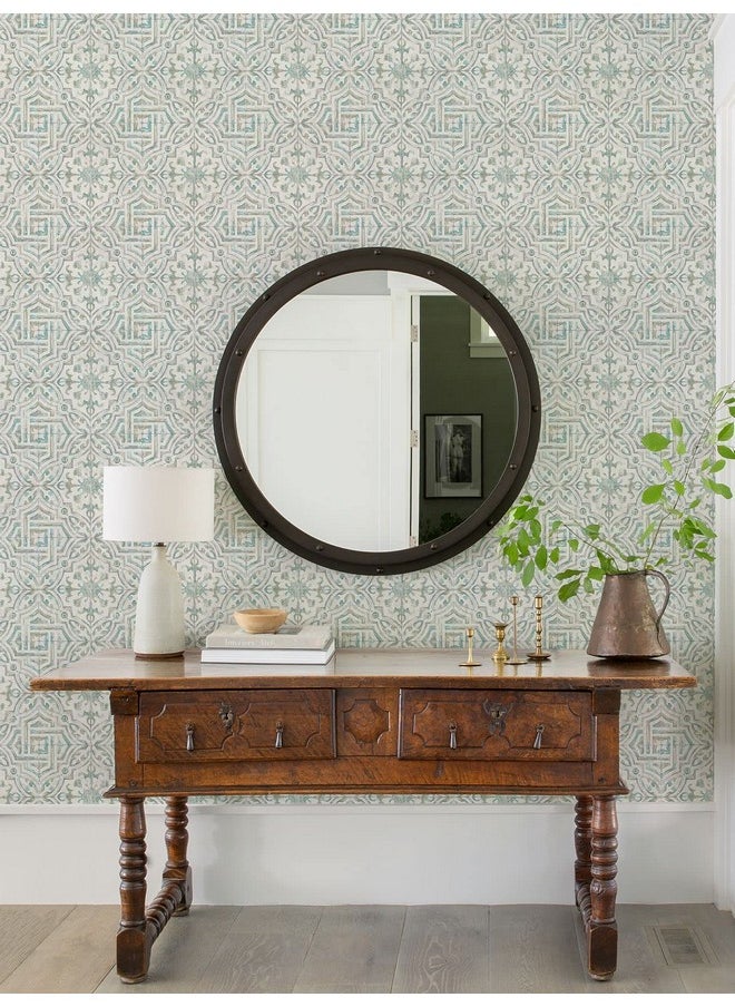 NuWallpaper Nus4395 Landondale Peel & Stick Wallpaper Teal & Grey  - Image 2