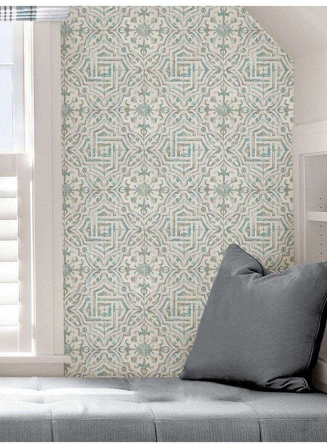 NuWallpaper Nus4395 Landondale Peel & Stick Wallpaper Teal & Grey  - Image 3