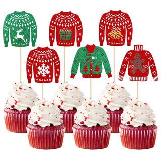 Rsstarxi 24 Pack Christmas Ugly Sweater Cupcake Toppers Glitter Ugly Sweater Christmas Tree Deer Snowflake Bell Snowman Cupcake Picks for Merry Christmas Theme Christmas Party Cake Decorations - pzsku/Z3EF0B61E4FC1890EF993Z/45/1749794086/f1947848-c613-40f0-b69b-81e7612b0ca3