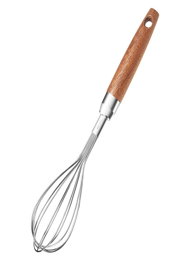 FDEYIQ Whisk for Cooking,Stainless Steel Wire Wooden Handle Kitchen Multi Function Non Stick Balloon Whisk Egg Beater for Blending Whisking Beating Frothing Stirring Batters (11"L x 2.1"W) - Image 1