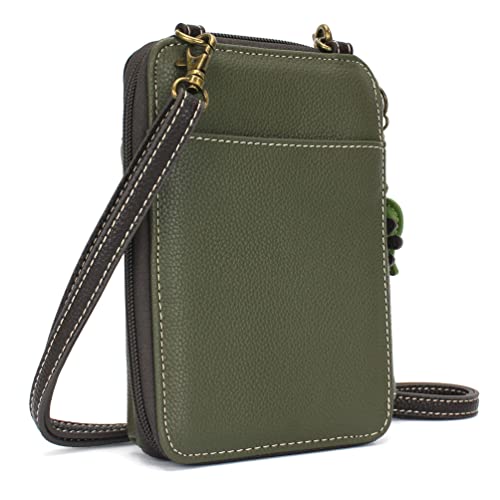CHALA Wallet Crossbody Cell Phone Purse - Women Faux Leather Multicolor Handbag with Adjustable Strap - Monarch Butterfly - olive - Image 4