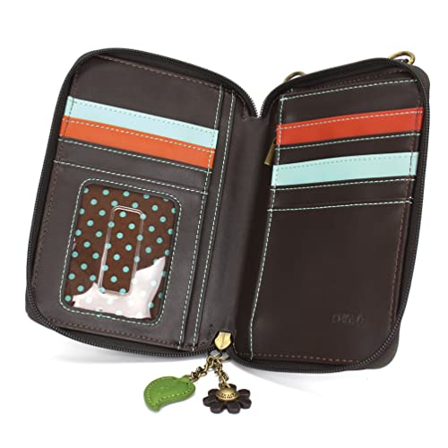 CHALA Wallet Crossbody Cell Phone Purse - Women Faux Leather Multicolor Handbag with Adjustable Strap - Monarch Butterfly - olive - Image 5