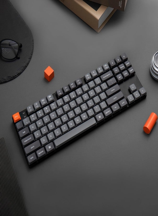 كيشرون لوحة مفاتيح Keychron K1 Max فائقة النحافة، QMK/VIA، لاسلكية بتقنية Bluetooth/سلكية USB، ميكانيكية قابلة للتخصيص، بتردد 2.4 جيجاهرتز، قابلة للتبديل السريع، بتصميم TKL، وإضاءة خلفية RGB، ولوحة مفاتيح ألعاب بمفاتيح Gateron حمراء منخفضة الارتفاع - Image 5
