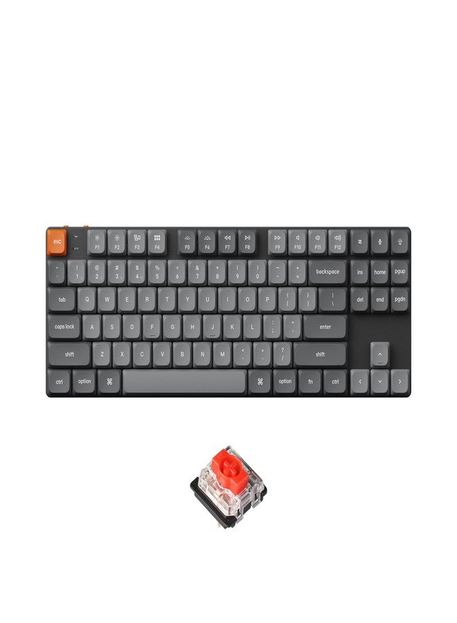 كيشرون لوحة مفاتيح Keychron K1 Max فائقة النحافة، QMK/VIA، لاسلكية بتقنية Bluetooth/سلكية USB، ميكانيكية قابلة للتخصيص، بتردد 2.4 جيجاهرتز، قابلة للتبديل السريع، بتصميم TKL، وإضاءة خلفية RGB، ولوحة مفاتيح ألعاب بمفاتيح Gateron حمراء منخفضة الارتفاع - Image 1