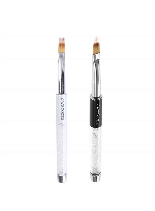 LWBTOSEE 2pcs Ombre Nail Brush for Nail Art Gradient Painting Rhinestone Handle Drawing UV Gel Pen Manicure Nail Art Brush Tool (Black&White) - Image 1