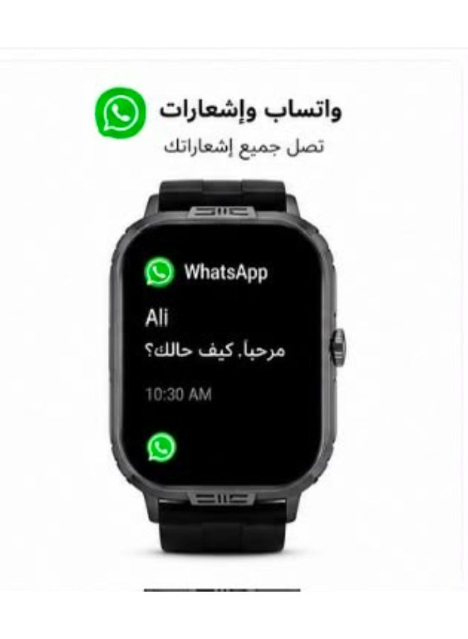 ساعة ذكية VEVY V-2 مقاومة للماء بمعيار IP67 مكالمات بلوتوث مراقبة نبضات القلب والأكسجين اسود - Image 4