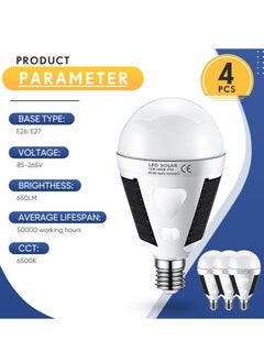 KASTWAVE LED Solar Emergency Bulbs 4-Pack, E26/E27 7W Rechargeable for Power Failure, 6000K Daylight White, Hurricane Home Supplies, Outdoor Camping Hiking Lights  - Image 2