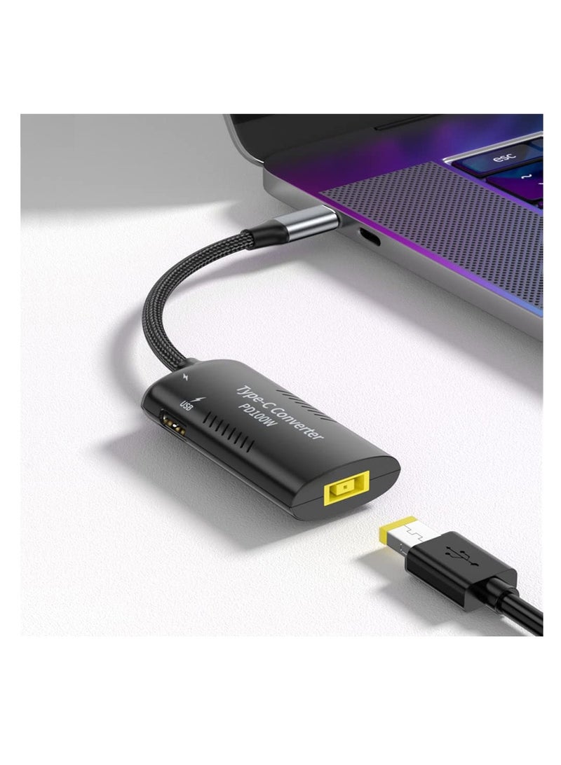 SYOSI USB C to Slim Tip Adapter, PD3.0 Fast Multi-Port Charging for Convert Lenovo Square Slim Tip to Type-C Power, USB-IF, CE & RoHS Certified, Fit for Lenovo Thinkpad MacBook Chromebook - Image 1