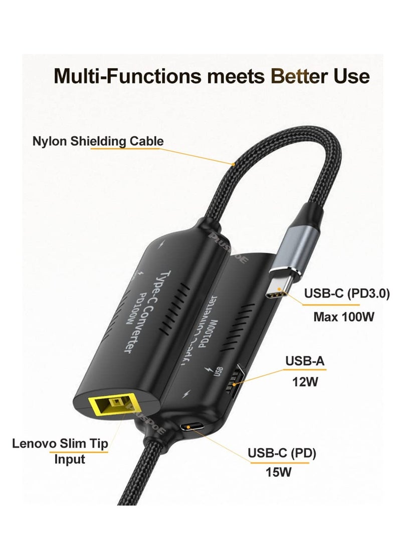 SYOSI USB C to Slim Tip Adapter, PD3.0 Fast Multi-Port Charging for Convert Lenovo Square Slim Tip to Type-C Power, USB-IF, CE & RoHS Certified, Fit for Lenovo Thinkpad MacBook Chromebook - Image 5