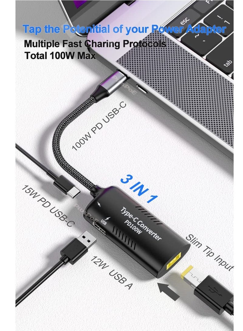 SYOSI USB C to Slim Tip Adapter, PD3.0 Fast Multi-Port Charging for Convert Lenovo Square Slim Tip to Type-C Power, USB-IF, CE & RoHS Certified, Fit for Lenovo Thinkpad MacBook Chromebook - Image 3