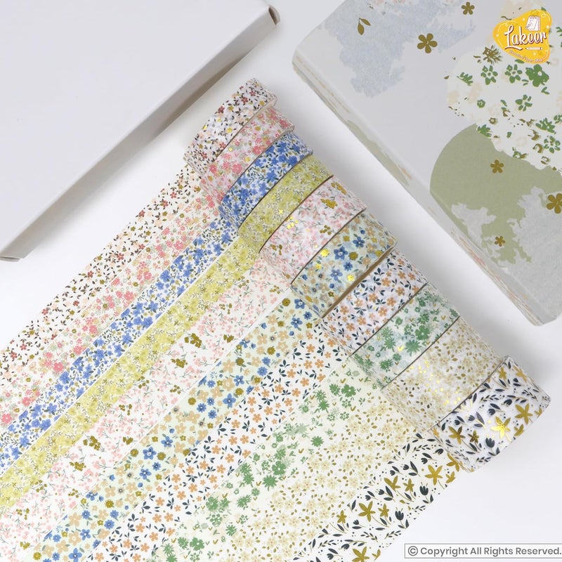 Lakeer Lakeer Washi Masking Tape Set of 10 Rolls - Flowers Bloom - Washi Tapes For Scrapbooking, DIY Craft, Decoration, Gift wrapping, etc. - Image 2