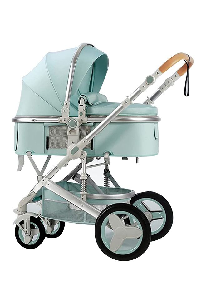 ليموس عربة اطفال للرضع 3 في 1 بمقعد قابل للعكس ومظلة (اخضر) - Image 1