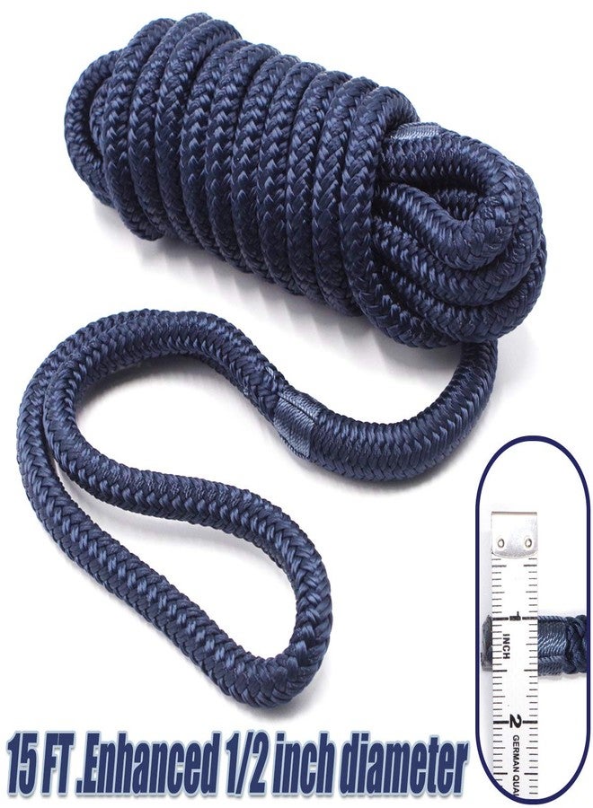 INNOCEDEAR 4 Pack 1/2” X 15’ Dock Lines|Marine-Grade Double-Braided Nylon Dock Line with 12” Eyelet.Hi-Performance Boat Rope Mooring Rope Dock Line Navy Blue - Image 3