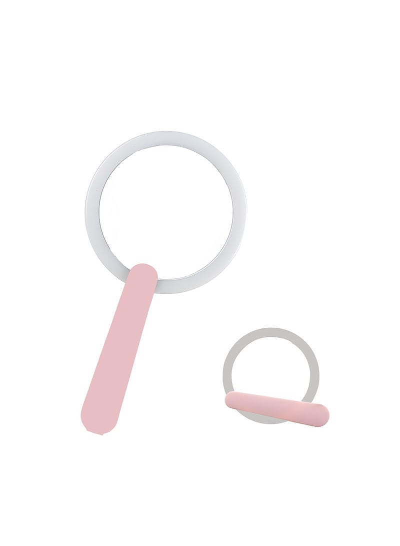 Handheld Rotating LED Makeup Mirror, Portable Rechargeable Makeup Mirror with Rotary Switch. A perfect makeup tool, suitable for both travel and home use. Color: Pink - Image 1