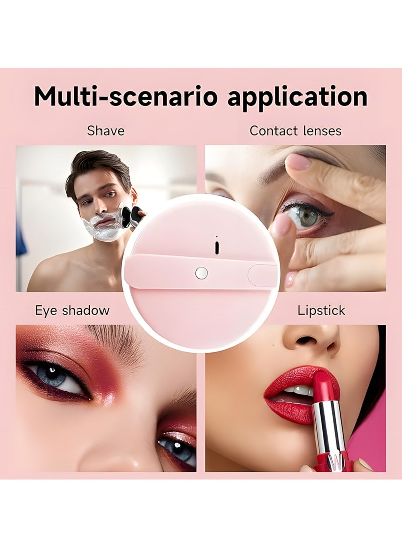 Handheld Rotating LED Makeup Mirror, Portable Rechargeable Makeup Mirror with Rotary Switch. A perfect makeup tool, suitable for both travel and home use. Color: Pink - Image 3