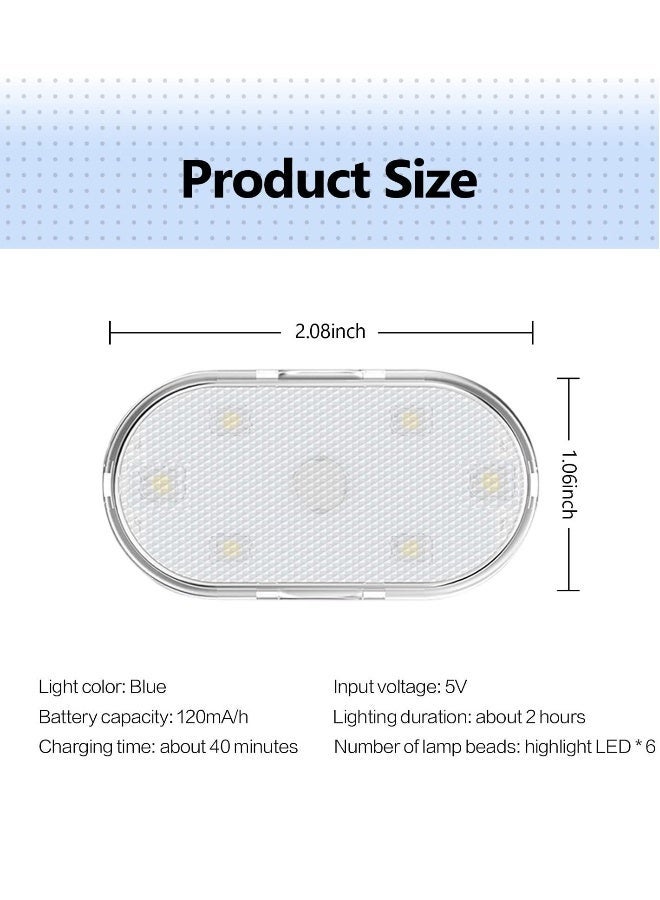 Car LED Lights, Interior Portable Small Incar LED Touch Lights with 6 Bright LED Lamp Beads, USB Rechargeable Lighting Light Car Emergency Light (Purple Light) - Image 2