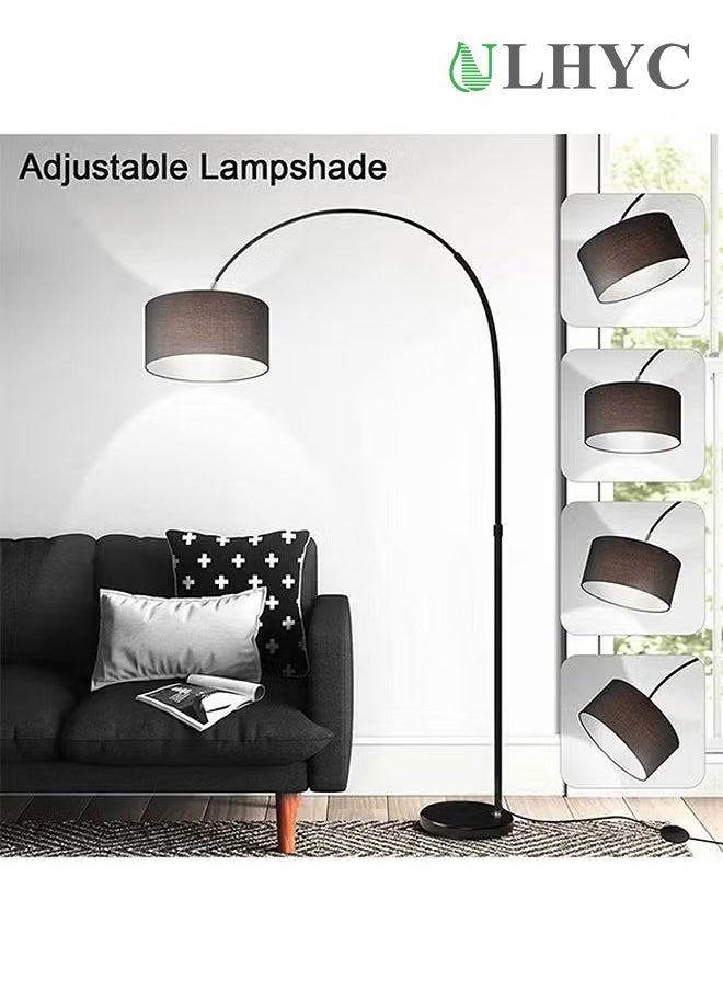 ULHYC Floor Lamp LED Vertical Retro Curved Pole Lamp, Dimmable Adjustable Height, Marble Base, For Living Room Office Bedroom, 12W Tri-color LED Bulb  - Image 5