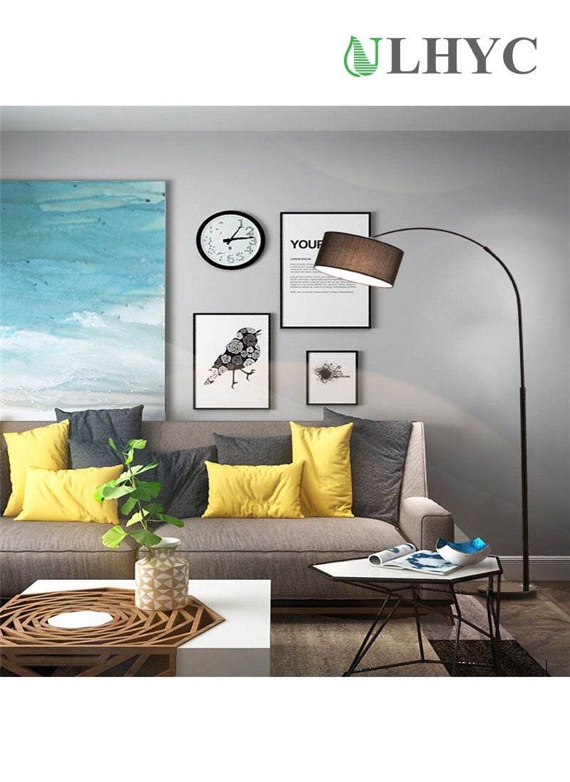 ULHYC Floor Lamp LED Vertical Retro Curved Pole Lamp, Dimmable Adjustable Height, Marble Base, For Living Room Office Bedroom, 12W Tri-color LED Bulb  - Image 3