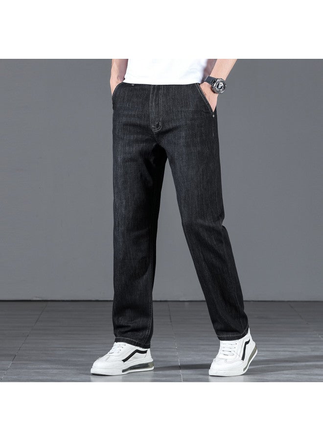 FOLUNSI men's Stretch Cotton Thin Jeans - Relaxed Fit Straight Leg Washed Wide Pants (plus Size Available) - Image 4