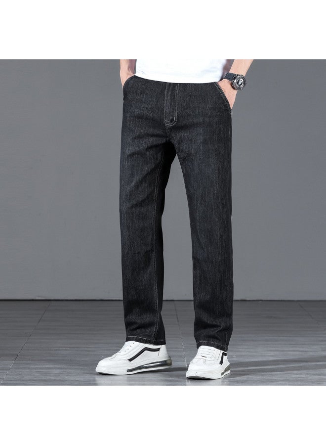 FOLUNSI men's Stretch Cotton Thin Jeans - Relaxed Fit Straight Leg Washed Wide Pants (plus Size Available) - Image 5
