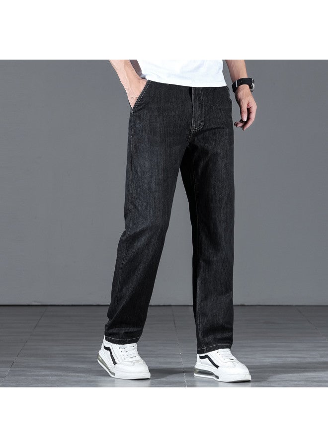 FOLUNSI men's Stretch Cotton Thin Jeans - Relaxed Fit Straight Leg Washed Wide Pants (plus Size Available) - Image 3