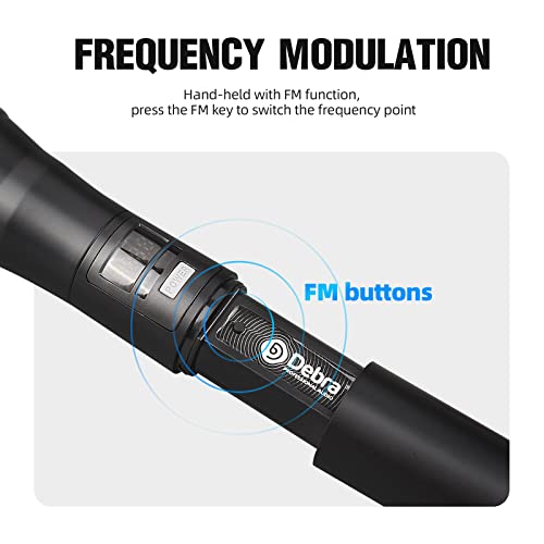 D Debra Audio Wireless Microphone System Pro DU4004 UHF 4 * 16 Adjustable Channel Wireless Handheld Lavalier Headset Mics, Ideal for Meeting Church Speech Party (2 Handheld 2 Bodypack) - Image 5