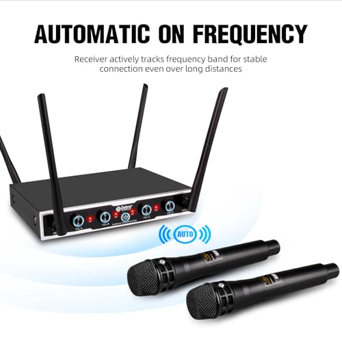 D Debra Audio Wireless Microphone System Pro DU4004 UHF 4 * 16 Adjustable Channel Wireless Handheld Lavalier Headset Mics, Ideal for Meeting Church Speech Party (2 Handheld 2 Bodypack) - Image 4