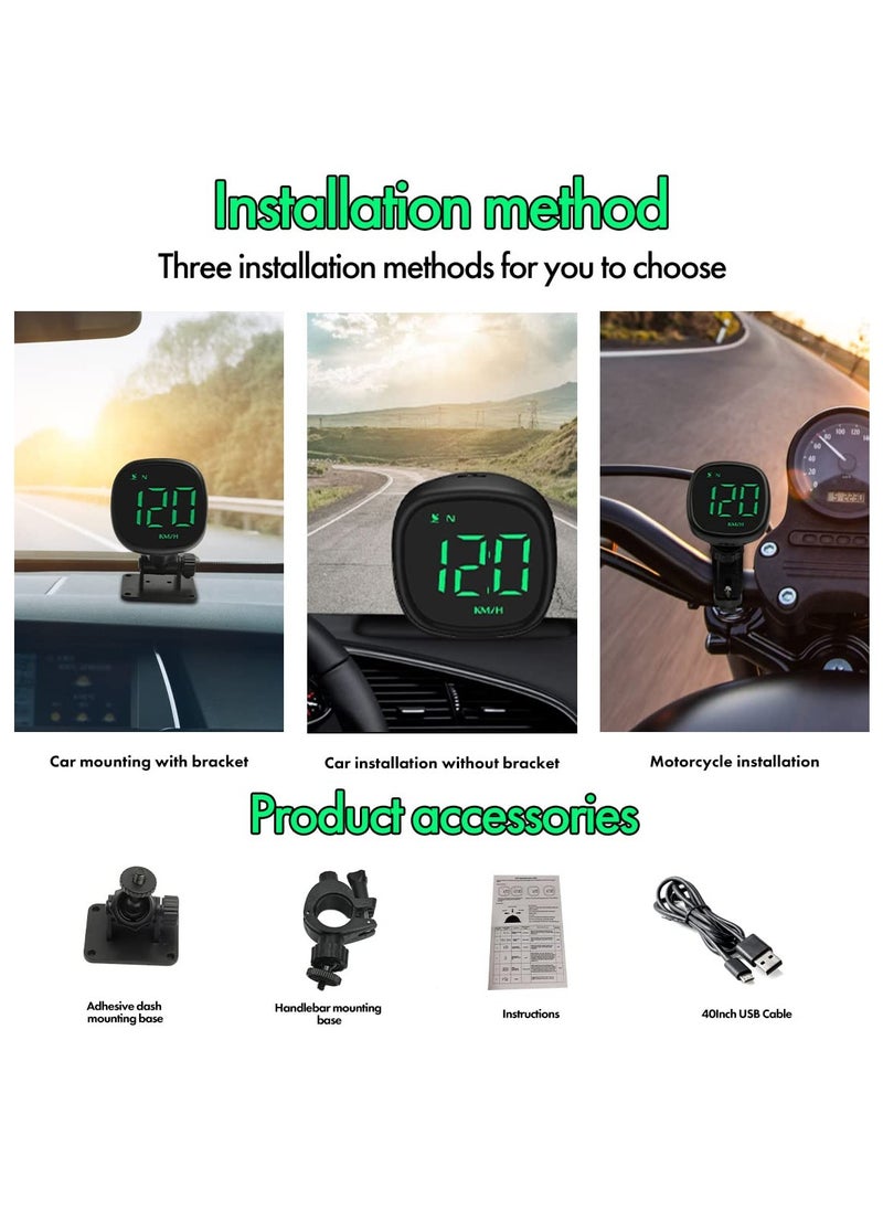 SYOSI - Universal USB Digital Speedometer with Compass 2" Car GPS HUD Head Up Display in MPH KMH Overspeed Alarm Fatigue Driving for All Vehicles Mini Sized - Image 1