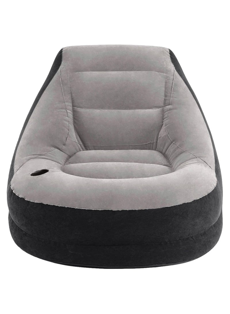 Generic Ultra Lounge Living Room Air Furniture Inflatable Sofa Set With Ottoman Footrest Grey/Black 102x137x79cm - Image 2
