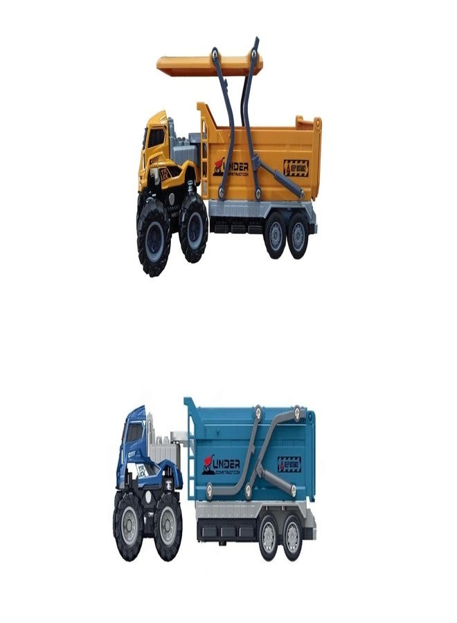 DEOXY Pack of 2 Diecast Alloy Construction Transport Truck Toy Set with Frionction Powered Educational Building Toys for Toddlers, Boys & Girls - Image 1
