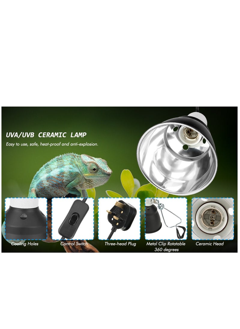 E27 Reptile Turtle Heat UVA/UVB Bulb Lamp Light Holder, 300W Reptile Heating Lighthouse for Chicken Brooder Basking-UK Plug