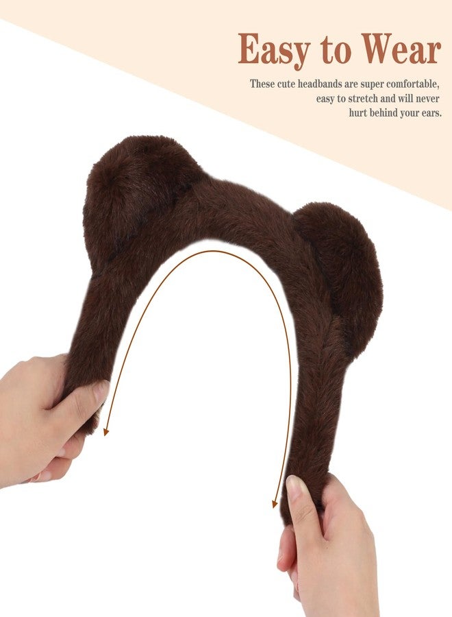 ACO-UINT Brown Bear Ears Headband, Animal Ears Head Band Adult Cute Bear Headband Bear Head Band for Washing Face, Fluffy Animal Hairband for Halloween Cosplay - Image 3