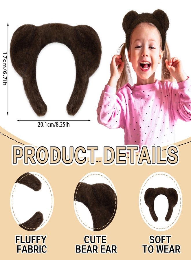 ACO-UINT Brown Bear Ears Headband, Animal Ears Head Band Adult Cute Bear Headband Bear Head Band for Washing Face, Fluffy Animal Hairband for Halloween Cosplay - Image 2