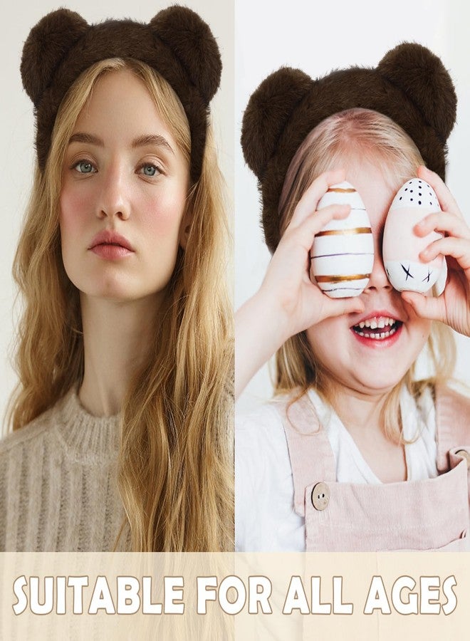 ACO-UINT Brown Bear Ears Headband, Animal Ears Head Band Adult Cute Bear Headband Bear Head Band for Washing Face, Fluffy Animal Hairband for Halloween Cosplay - Image 5