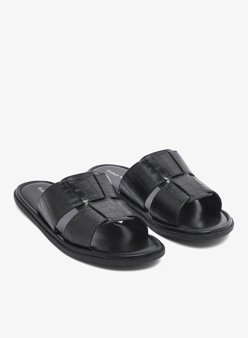 Robert Wood Croc Emboss Casual Slider Sandals