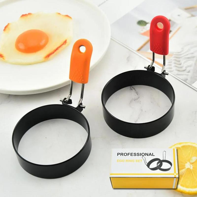 Perfect Round Egg Ring 3 Inch Red and Orange Non-stick Breakfast Tool - Effortless Release Coating for Uniform Sandwiches and Burgers in Home Kitchens - Image 2