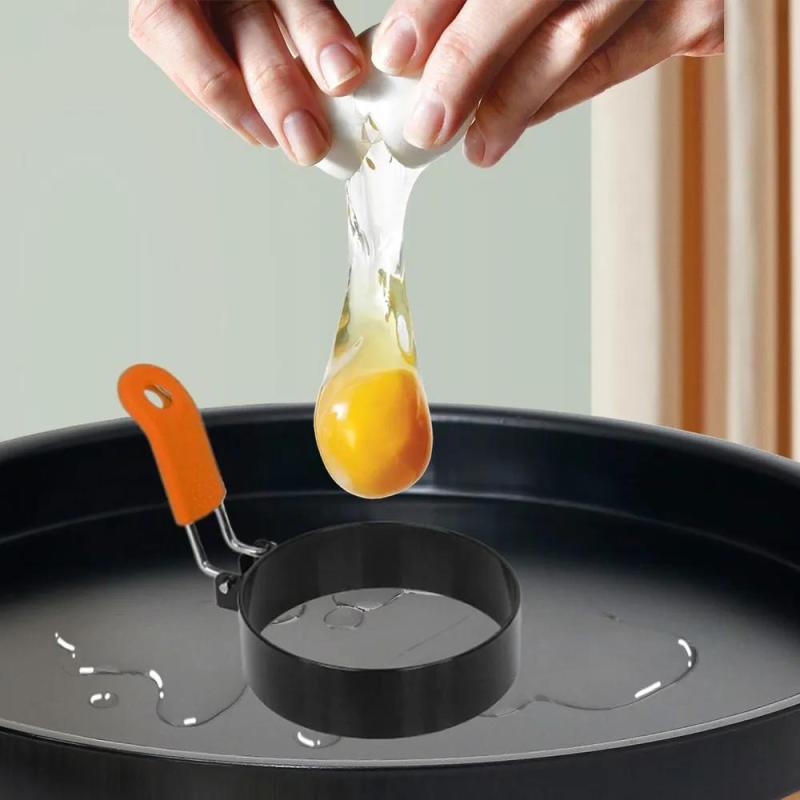 Perfect Round Egg Ring 3 Inch Red and Orange Non-stick Breakfast Tool - Effortless Release Coating for Uniform Sandwiches and Burgers in Home Kitchens - Image 4