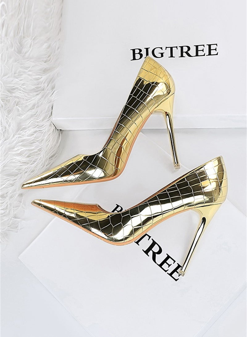 BIGTREE 10.5cm Fashion Simple Slim Heels High Heels Bright Surface Patent Leather Shallow Mouth Pointed Women's Heels - Image 2