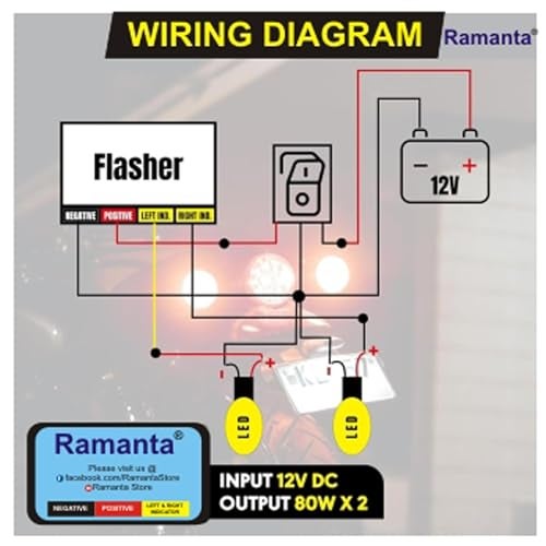 Ramanta Universal Bike Hazard Flasher Blinker Waterproof 18 Patterns Flasher Relay with 4 LED Indicator Bulbs - CROSS PIN | LED Turn Signal Indicator Light (Hazard Flasher with 360° Indicator Bulbs) - Image 3