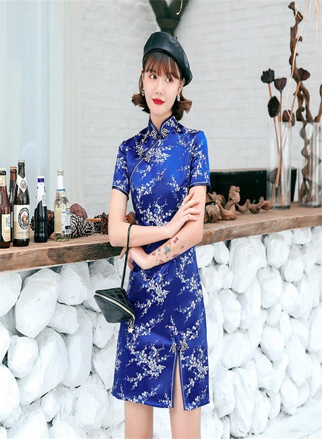 Loquat Plum Blossom Daily Banquet Skirt Dark Blue  - Image 2