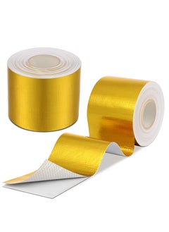 SYOSI Heat Shield Tape Cool Tapes Aluminum Foil Heat Reflective Adhesive Heat Shield Thermal Barrier Foil Tape Self-Adhesive Heat Resistant Tape for Hose and Auto Use, 2 Rolls (Gold, 2 Inch x 32.8 ft)  - Image 1