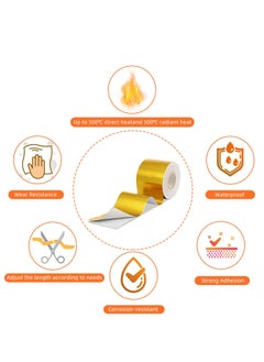 SYOSI Heat Shield Tape Cool Tapes Aluminum Foil Heat Reflective Adhesive Heat Shield Thermal Barrier Foil Tape Self-Adhesive Heat Resistant Tape for Hose and Auto Use, 2 Rolls (Gold, 2 Inch x 32.8 ft)  - Image 3